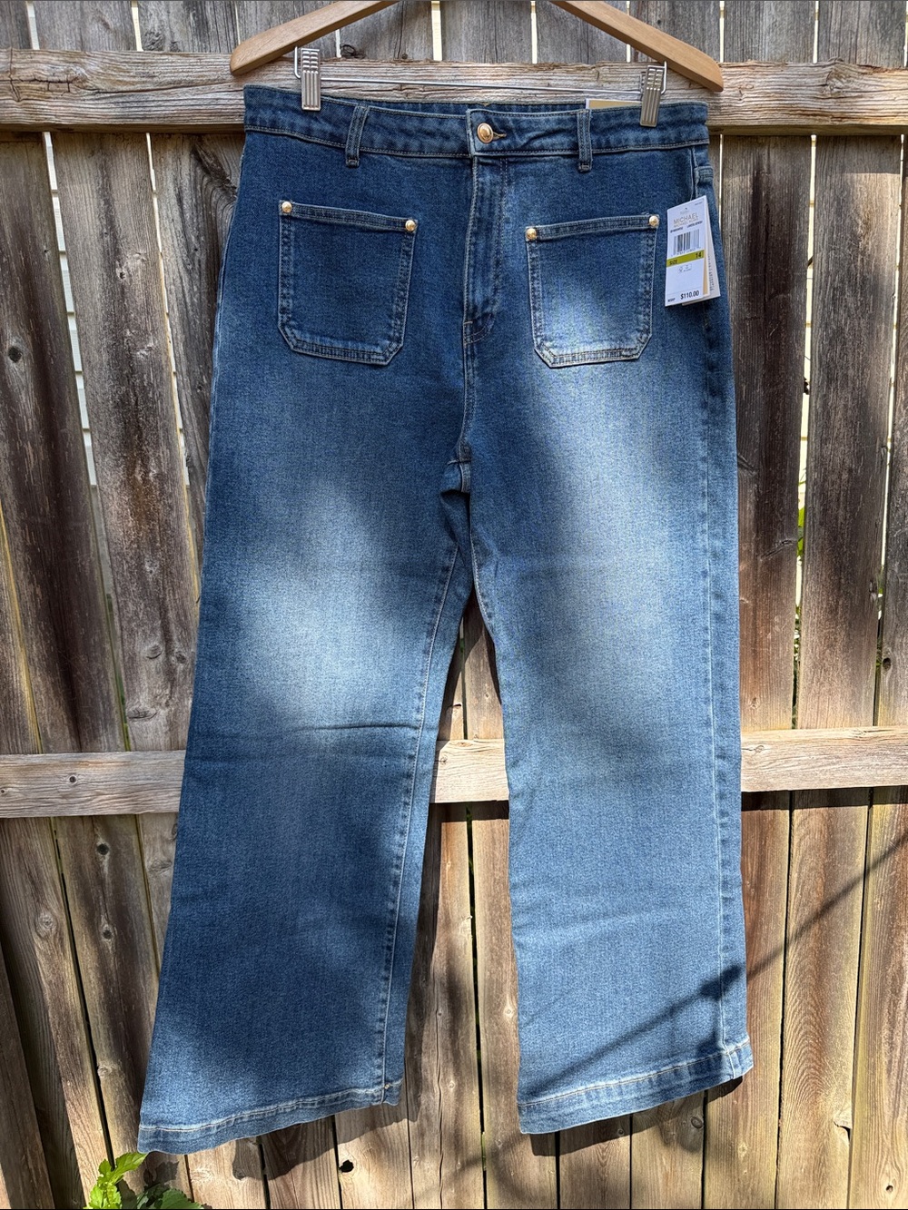 Michael Kors Women's Medium Blue Wide-Leg Denim Jeans